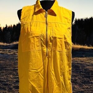 EUC Michael Kors Ladies Bright Mustard Yellow Dandelion 1/2 Zip Top Size XL